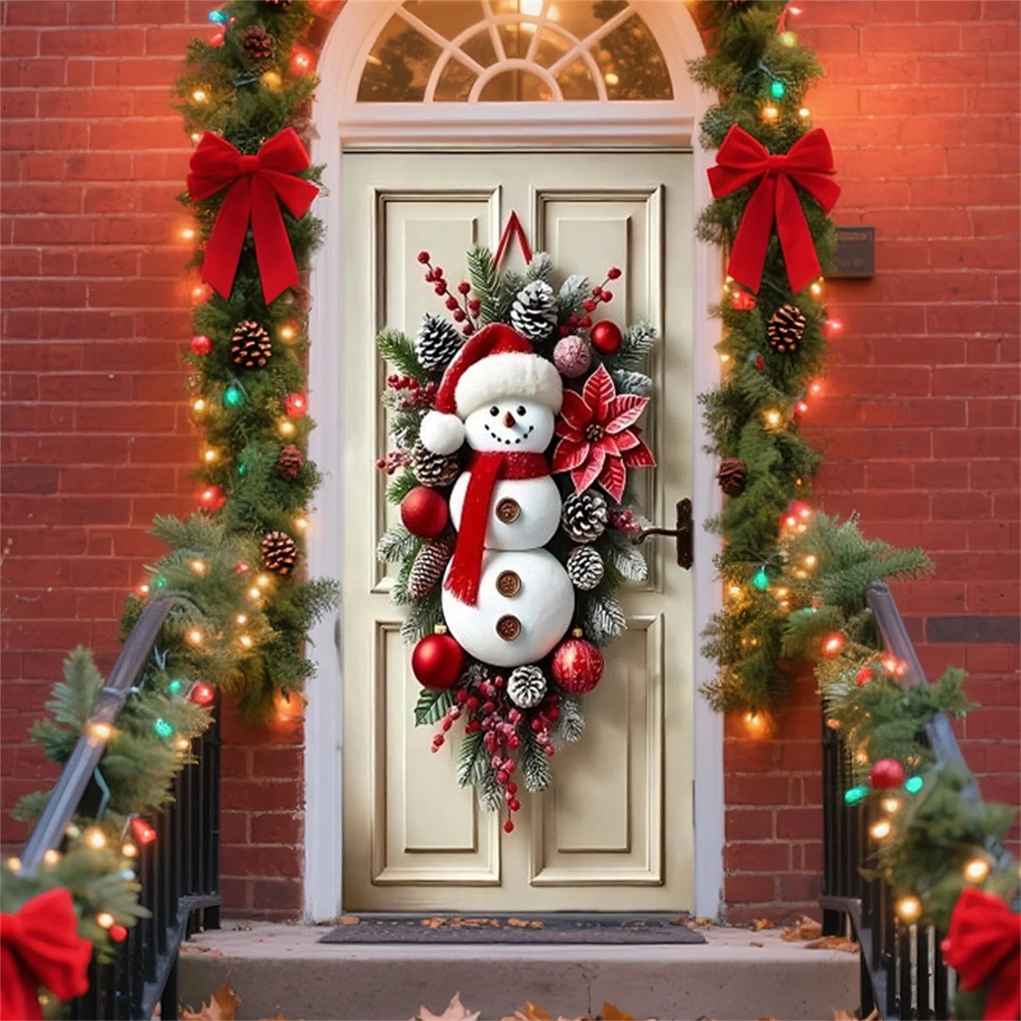 Festive Santa Claus Christmas Door Cover for Front Door Decor