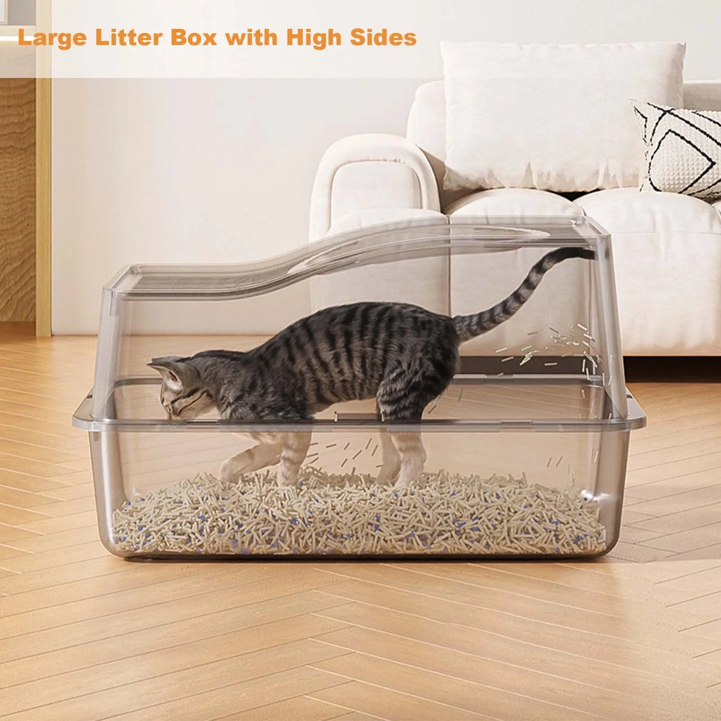 Stainless Steel Enclosed Litter Box With Cat Mat And Scoop