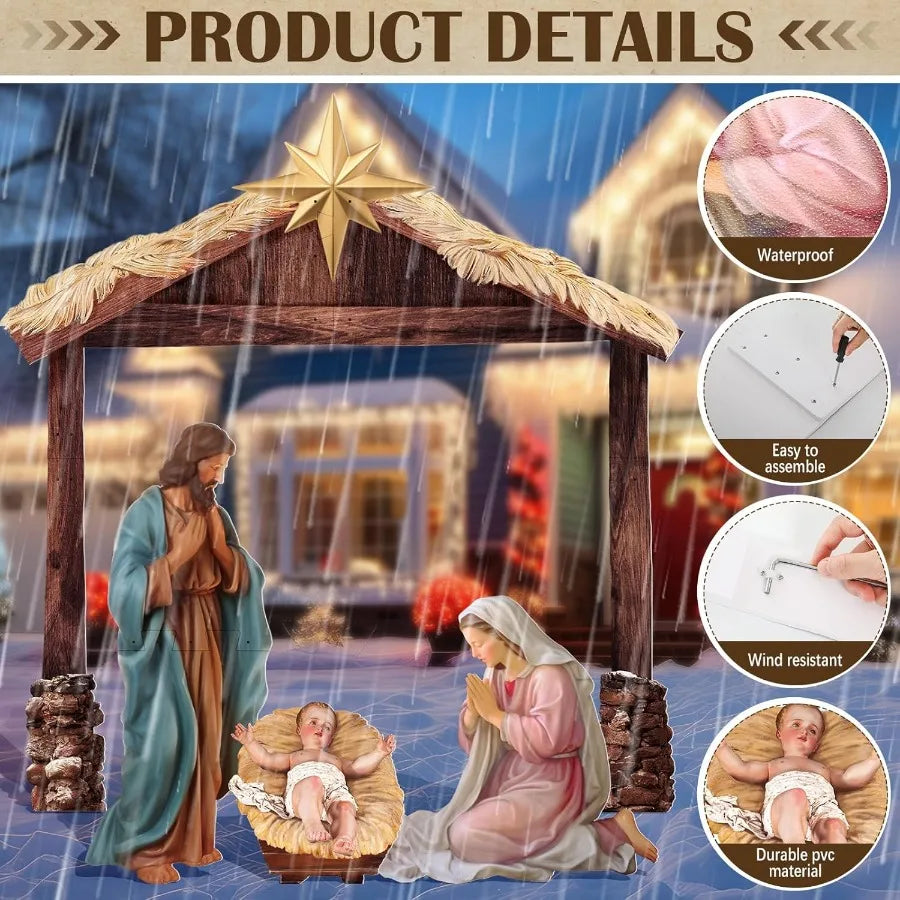 Hign-concerned Outdoor Nativity Scene Holy Family Decoration Set