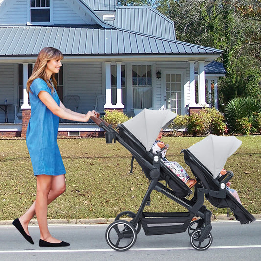 Double Stroller Tandem For Infant And Toddler Collapsible Positioning ComprehensiveManagement