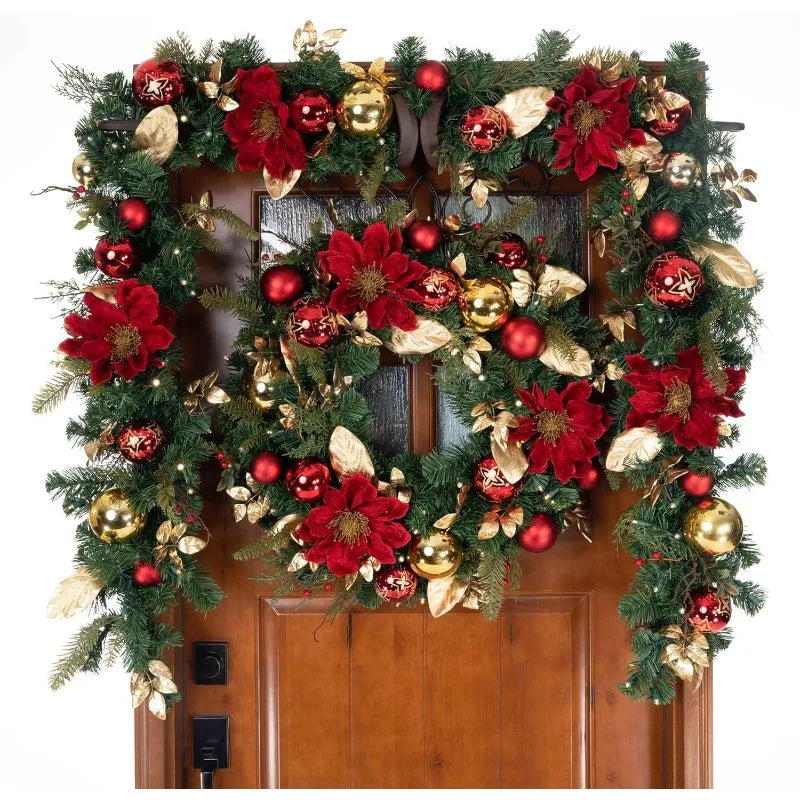 Artificial Christmas Garland Battery Powered Prelit 100 LED Lights