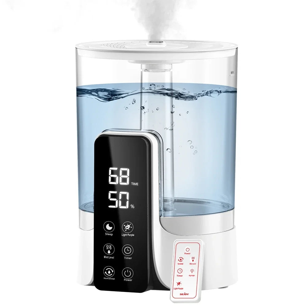 Sejoy Air Humidifier For Bedrooms 6L Auto Shut Off Ultrasonic Top Mist Office Humidifier Aroma Diffuser