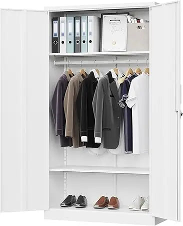 Metal Wardrobe Cabinets with Lock,Clothing Locker 72" X 36" X 18" Storage Cabinets for Home Room,Fire Department, School, Emplo