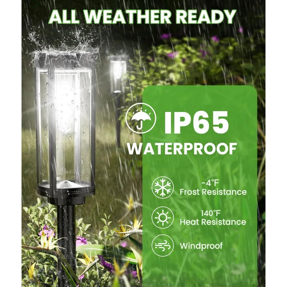 Bright Solar Lights Outdoor 6 Pack, Solar Pathway Lights Waterproof IP65, Auto On/Off Solar Yard Lights, Long Lasting