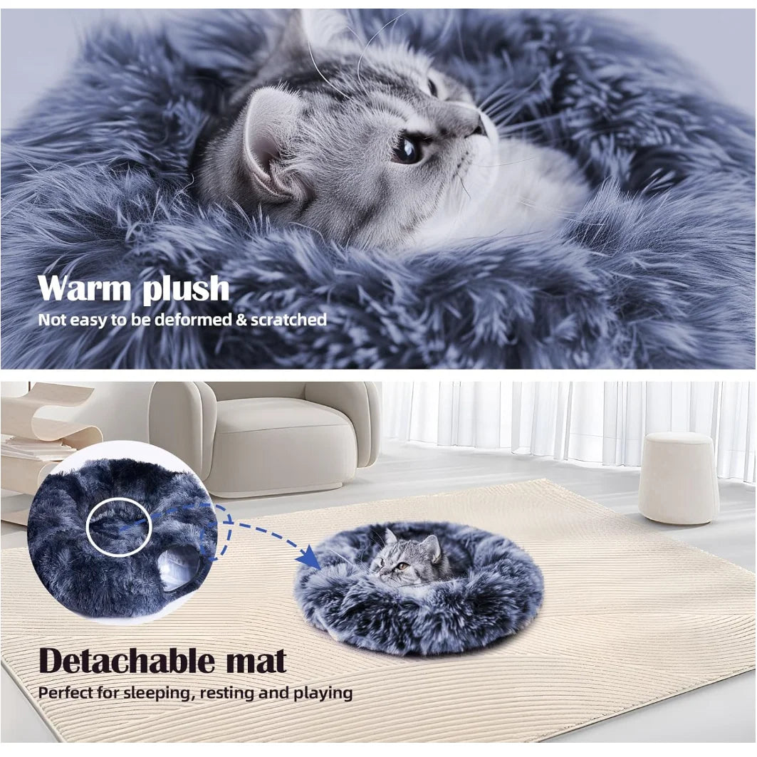Kylinsure Hypoallergenic UltraSoft Plush Cat Tunnel Bed With RemovableMachineWashableCover