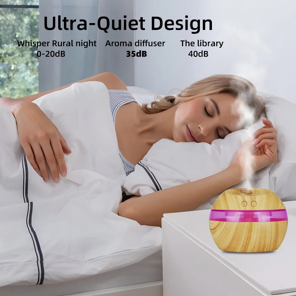 Hign-concerned Ultra Quiet Wood Grain Humidifier For Aromatherapy