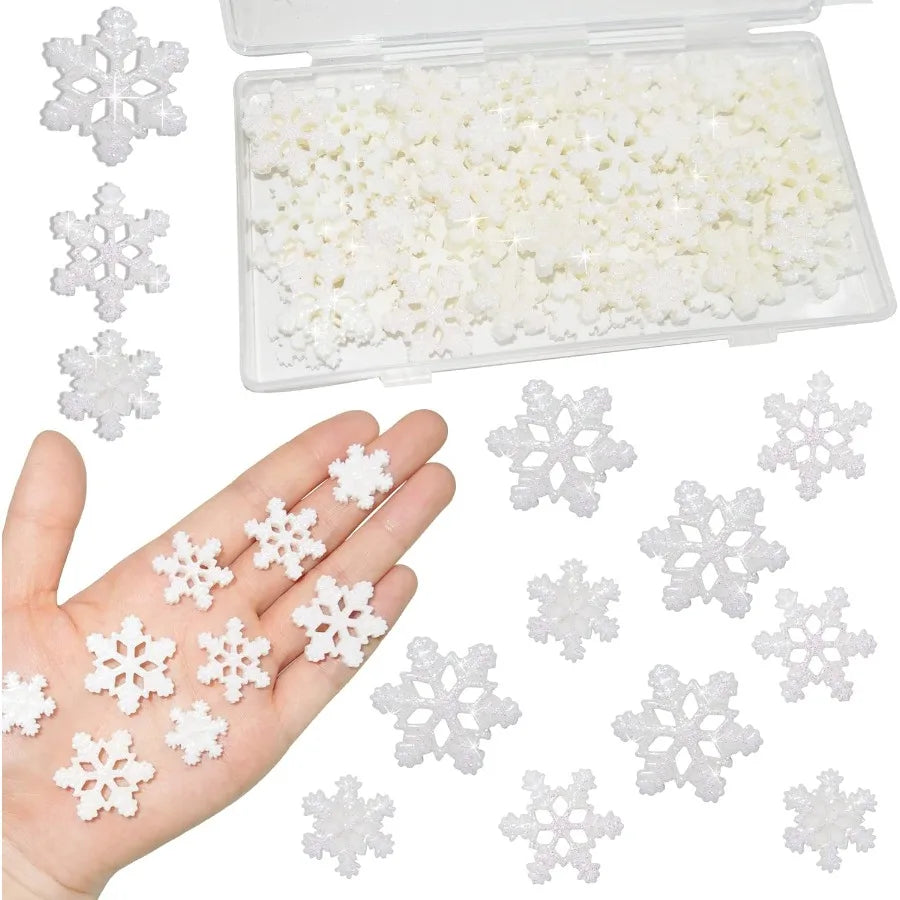 Glitter Plastic Snowflakes Embellishments For Christmas Crafts