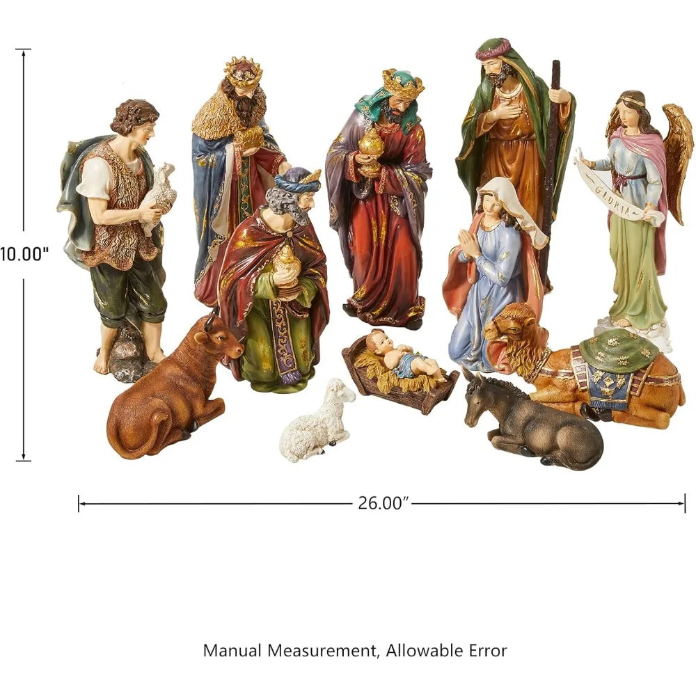 Resin Nativity Scene Set 12 Figures Christmas Decorations Collectibles