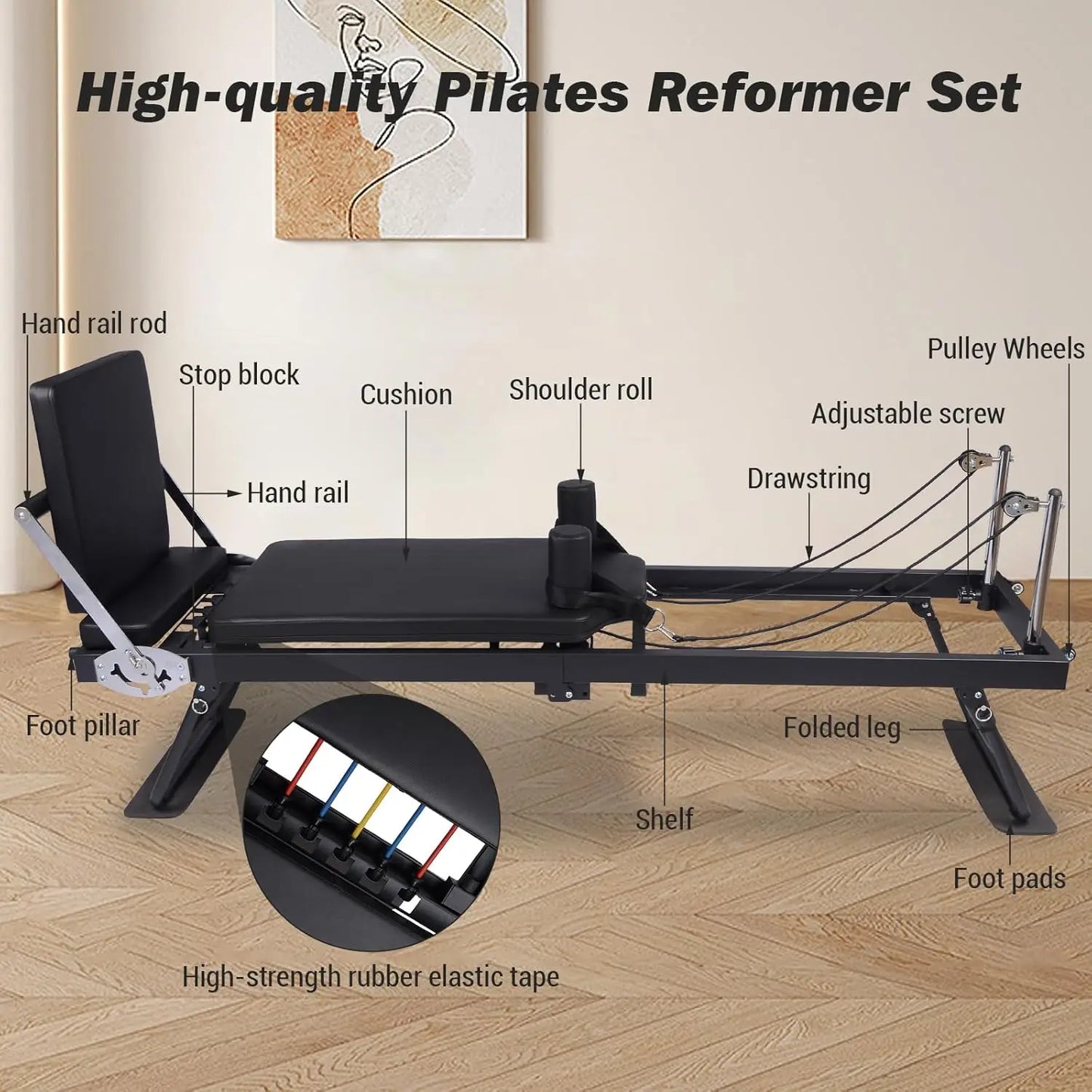 HiMISS Pilates Reformer Machine for Home Gym Fitness