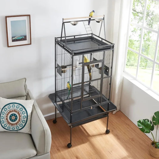 Gap IndustrialGrade Iron Parrot Aviary Enclosure With Rolling Stainless StandWithTray