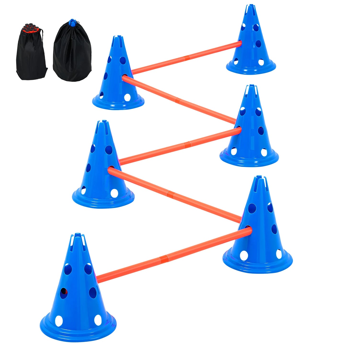 SucceBuy Dog Agility Hurdle Cone Set Adjustable Crossbar System TrainingEquipment