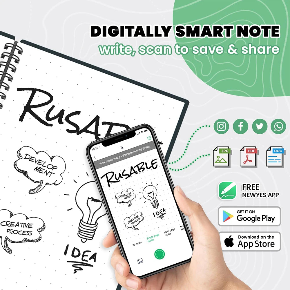 NeWYeS Reusable Smart Notebook Erasable Rewritable