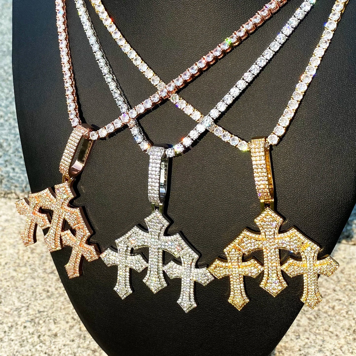 Aokaishen Iced Out Cross Necklace for Women Fashion Jewelry