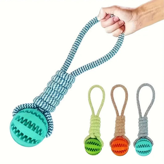 Hign-concerned Durable Braided Rope Dog Chew Toy Ball With Dental Cleaning And Treat Dispenser