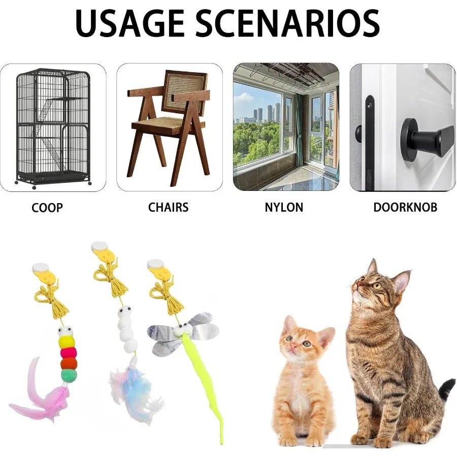 Hign-concerned Three-Piece Interactive Indoor Cat Toys Hanging FeatherStrings Deluxe