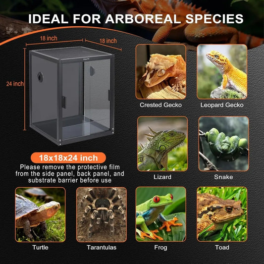 OrayuPro Arboreal Reptile Terrarium Habitat Enclosure For Geckos Amphibians Reptiles