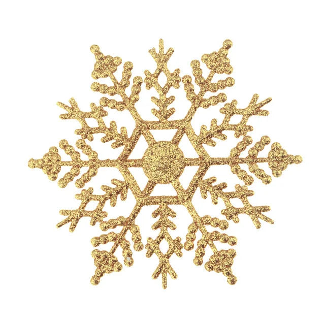 12-Piece Premium Glitter Snowflake Plastic Christmas Ornaments Set