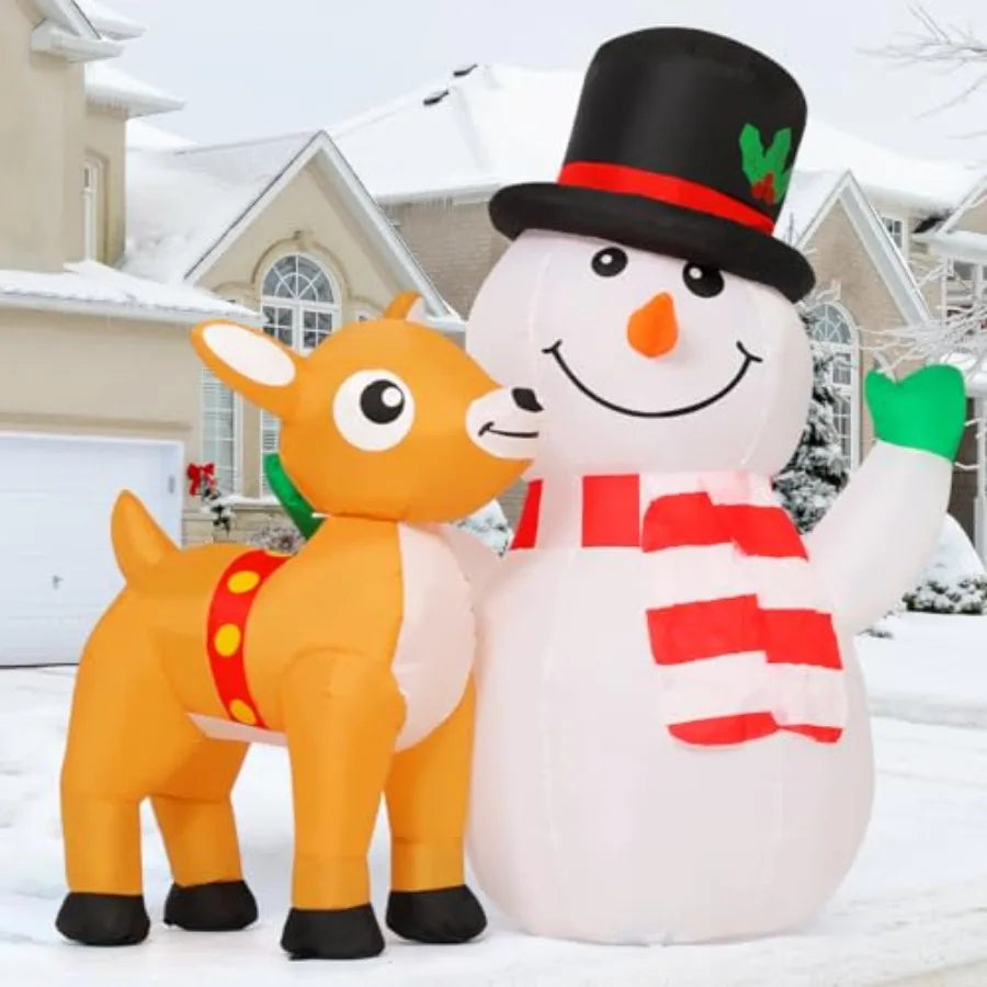 Hign-concerned Christmas Inflatable Snowman Reindeer With LED Lights
