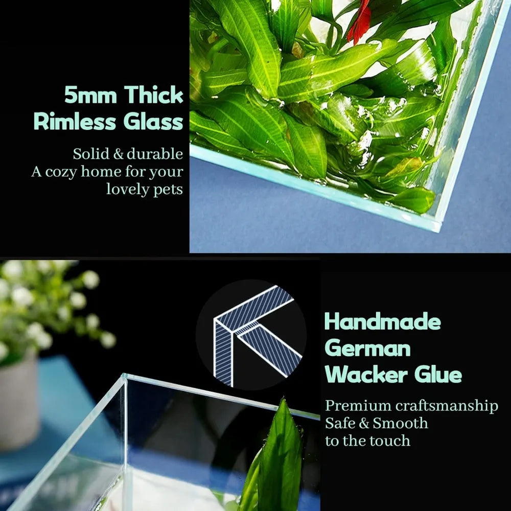 TIFICY Rimless Low Iron Glass Aquarium Betta Tank For Nano Shrimp And Goldfish Quality
