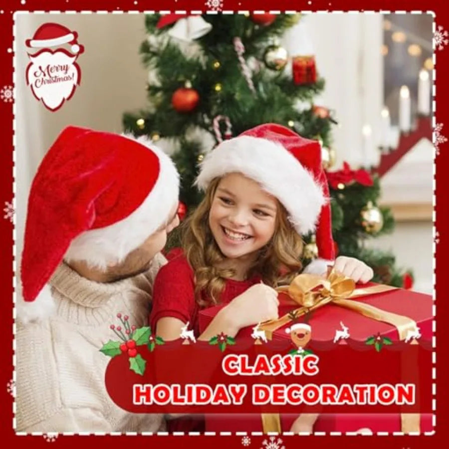 Fluffy Plush Santa Hats For Christmas Party Decor Women Men