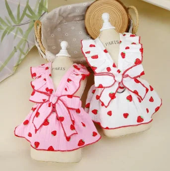 Jiangsu StrawberryPattern FourLeggedDog Dress Summer Pet Accessories SuspenderSkirt