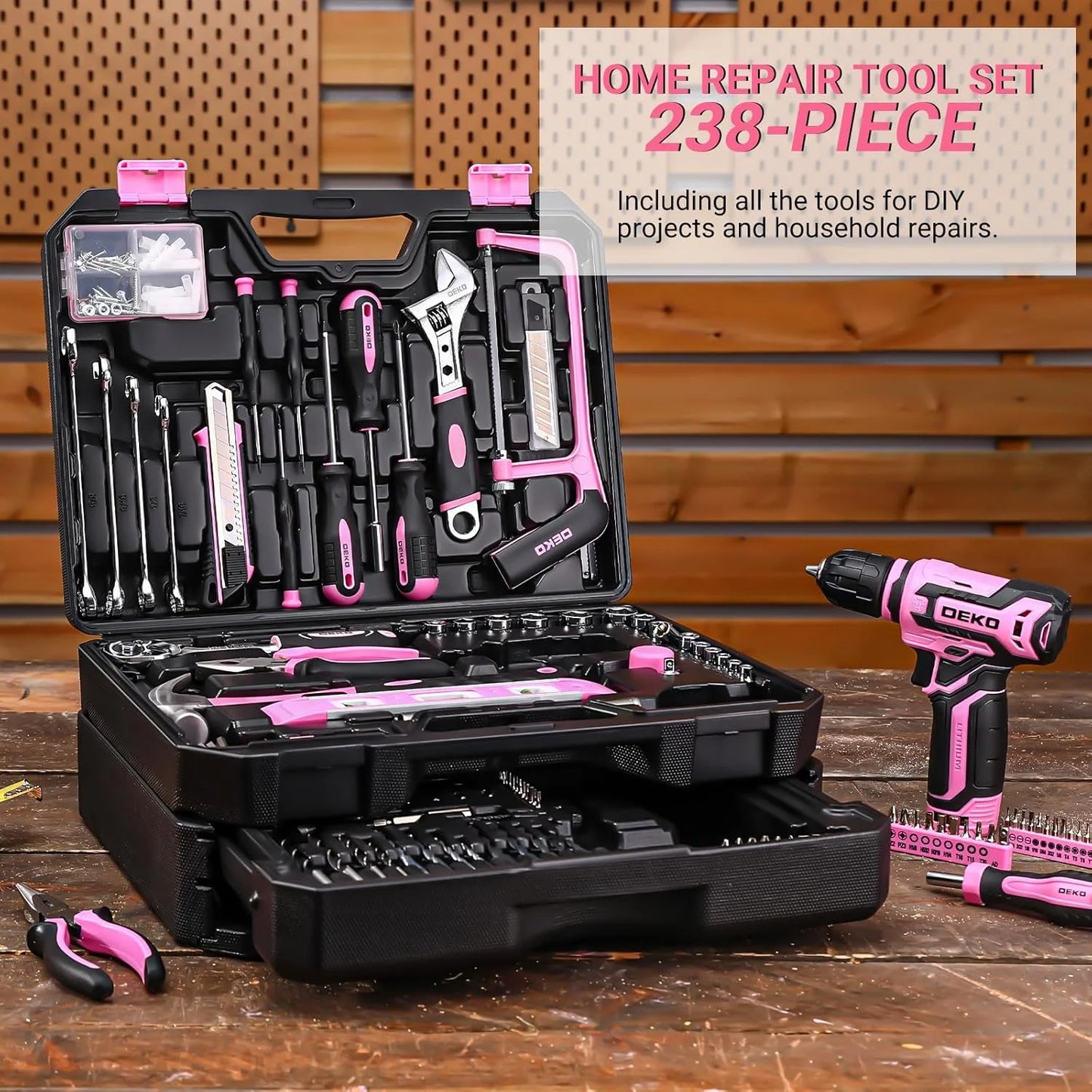 DEKODIY 12V Cordless Drill Tool Organizer Kit With Storage Case