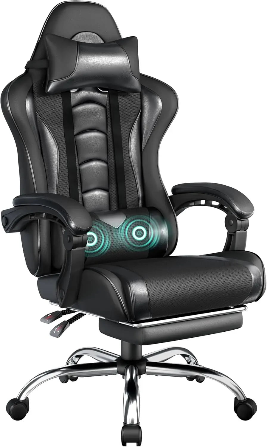 Ergonomics Gaming Chair With Massage Lumbar Support Footrest