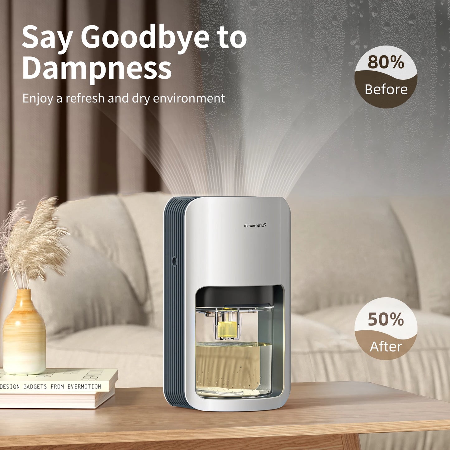 1200ml Dehumidifier with Automatic Defrosting 7 RGB Colorful Lights,42oz Ultra Quiet 480Sqft  Bedroom Wardrobe Closet Trailer