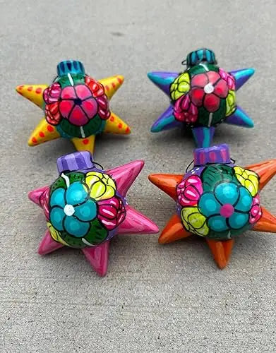 Set Piñata Talavera Christmas Ornaments Handcrafted Mexican Ceramic