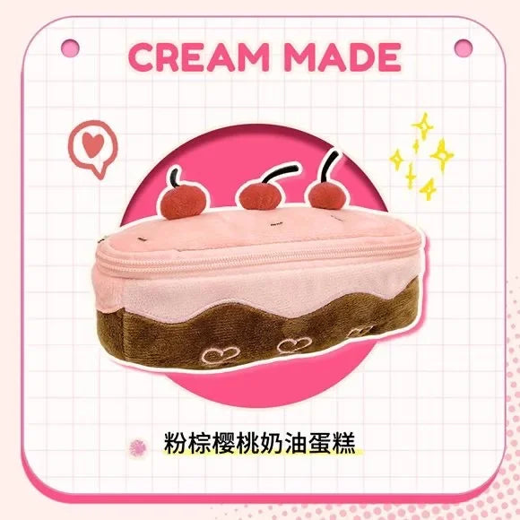 Hign-concerned Kawaii Plush Pencil Case Cherry Cake Design