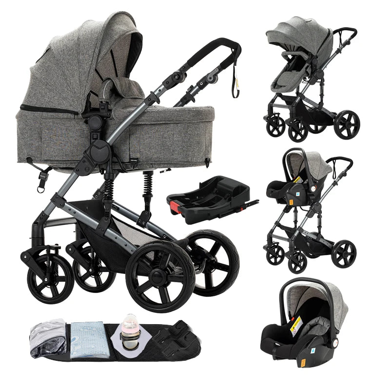 Compact Baby Stroller 4 in 1 with ISOFIX Baby Travel System Multifunctional Baby Pram for Toddlers Buggy Travel Pram Baby Items