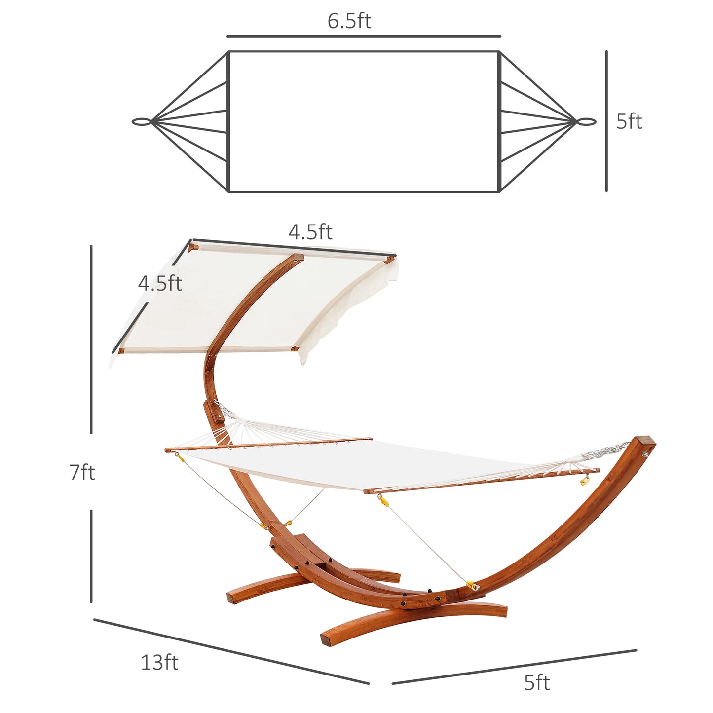 Outsunny Hammock Swing Bed Outdoor Patio Lounger with Sun Shade for Balcony