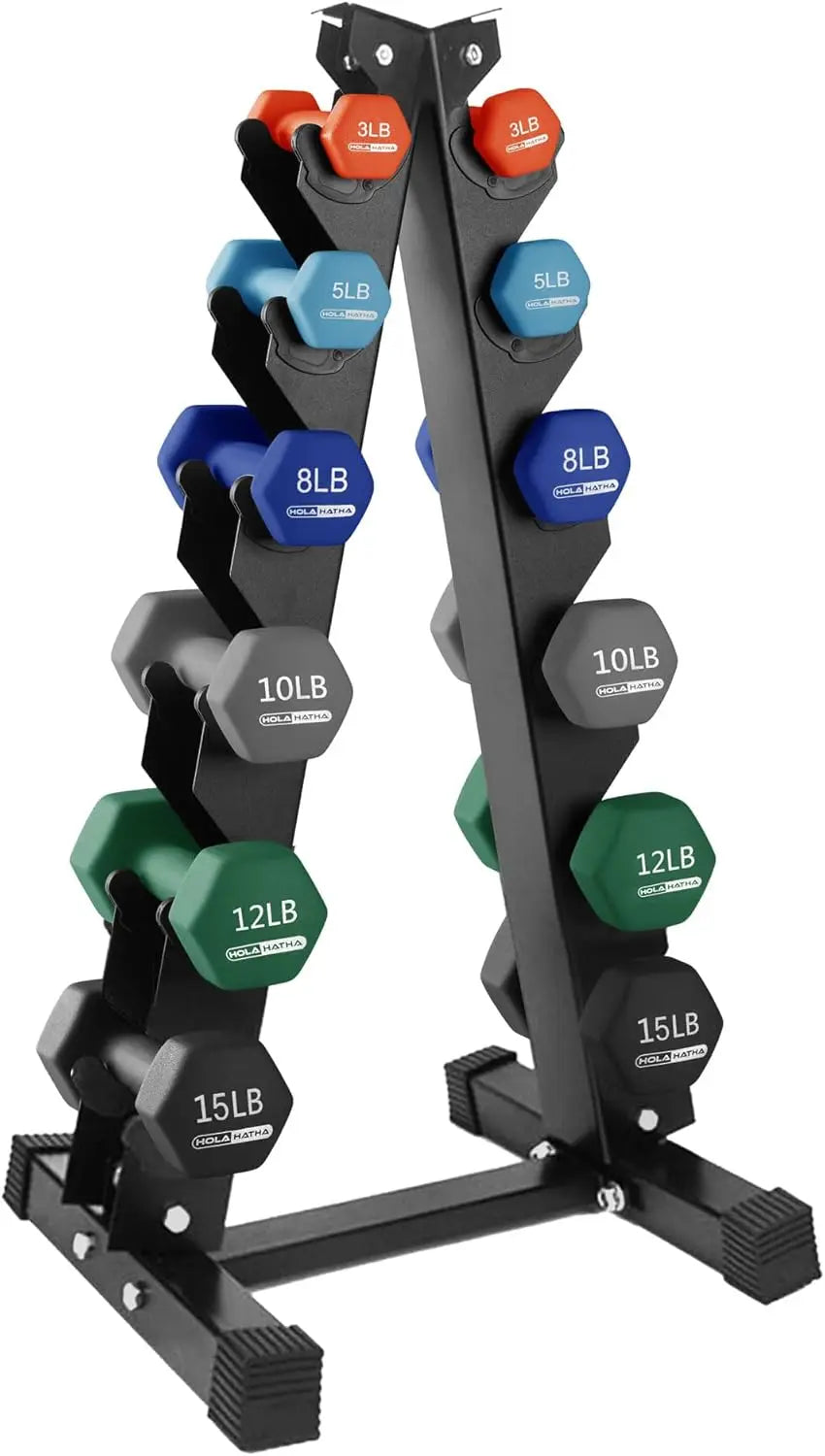 Neoprene Dumbbell Free Hand Weight Set with Rack