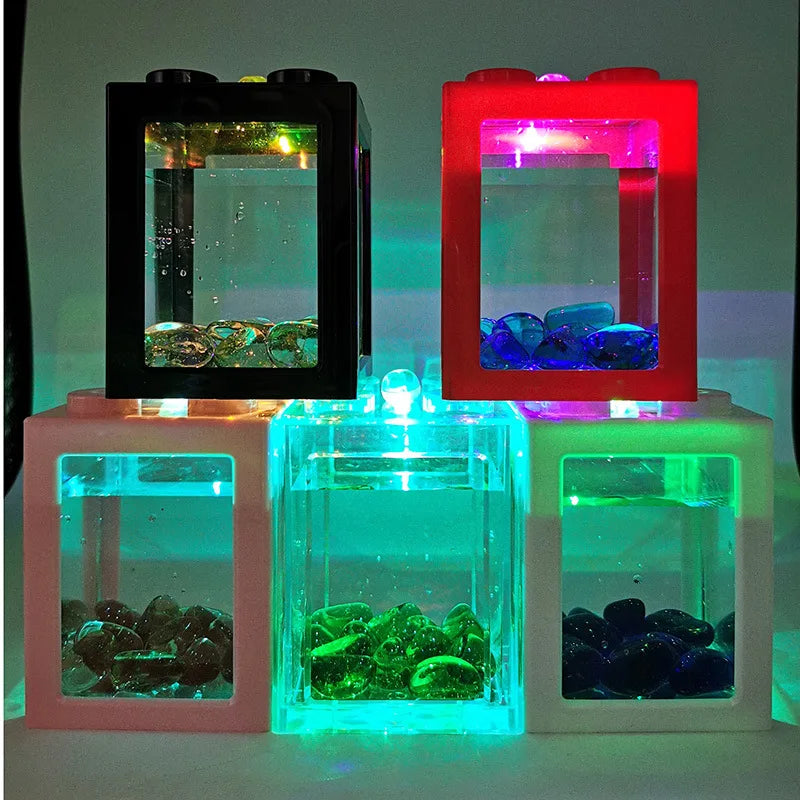 HighConcerned LEDLightingCylinderPro MiniFishTankSystem DeskDisplaySolution HomeOfficeDecor CompactAquariumKit
