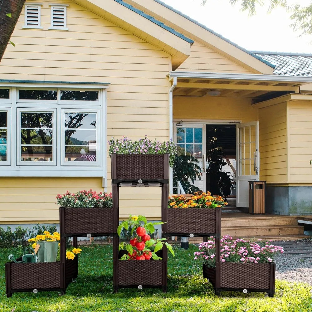 MAYOLIAH Raised Garden Bed with Drainage Elevated Planter Box Plastic Raised Beds for Gardening Vegetables Herb Flowers, Perfect