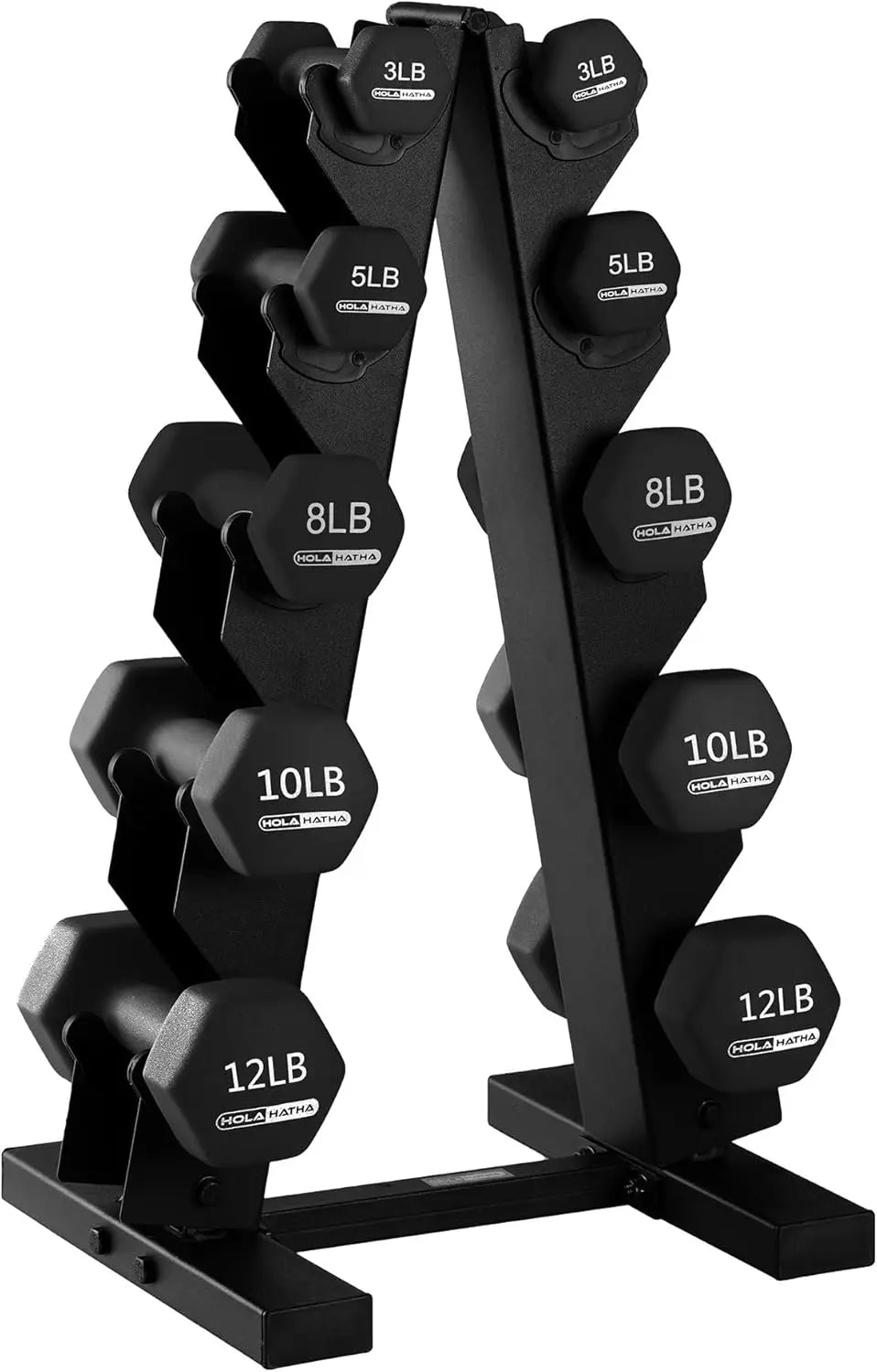 Neoprene Dumbbell Free Hand Weight Set with Rack