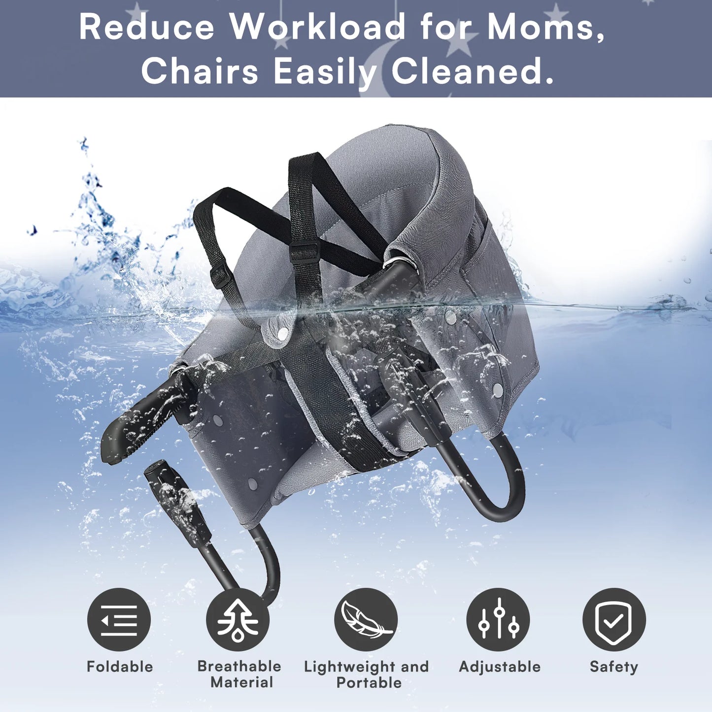 UBRAVOO Portable Foldable Easy Feeding Hook-On Table High Chair for Babies 6 Months to 3 Years