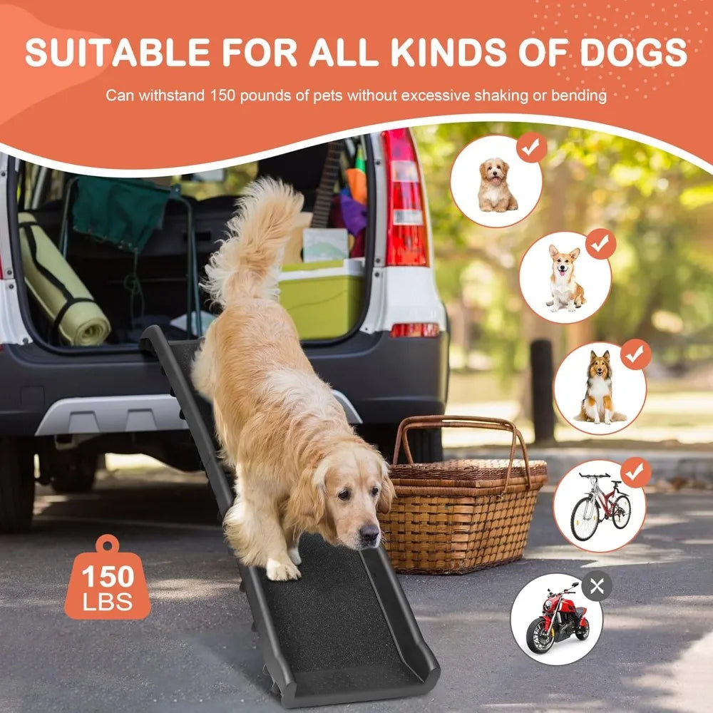 Folding Dog Ramp For Vehicle With Non Slip Raised Rails