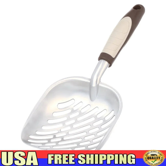 Hign-concerned Industrial Grade Aluminum Cat Litter Scoop Ergonomic TPR SlottedDesign