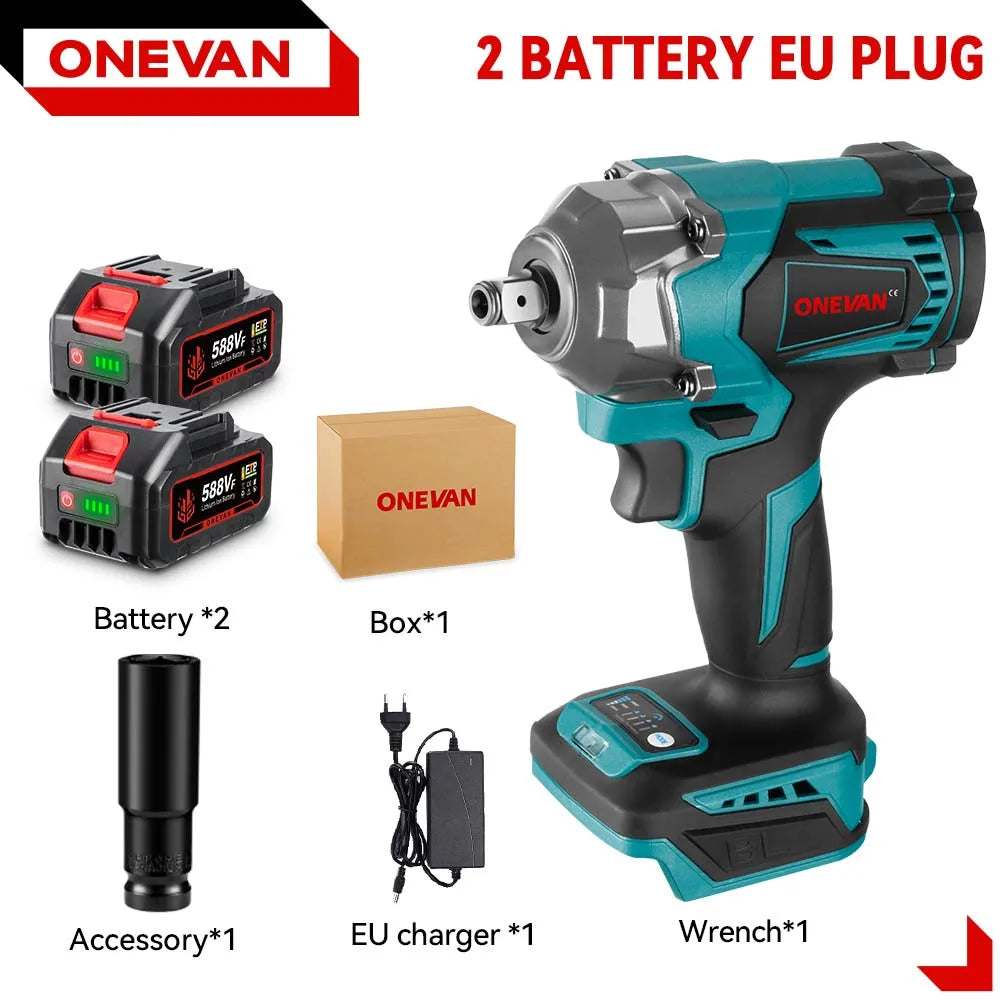 ONEVAN 1200Nm Brushless Cordless Impact Wrench With Makita Battery