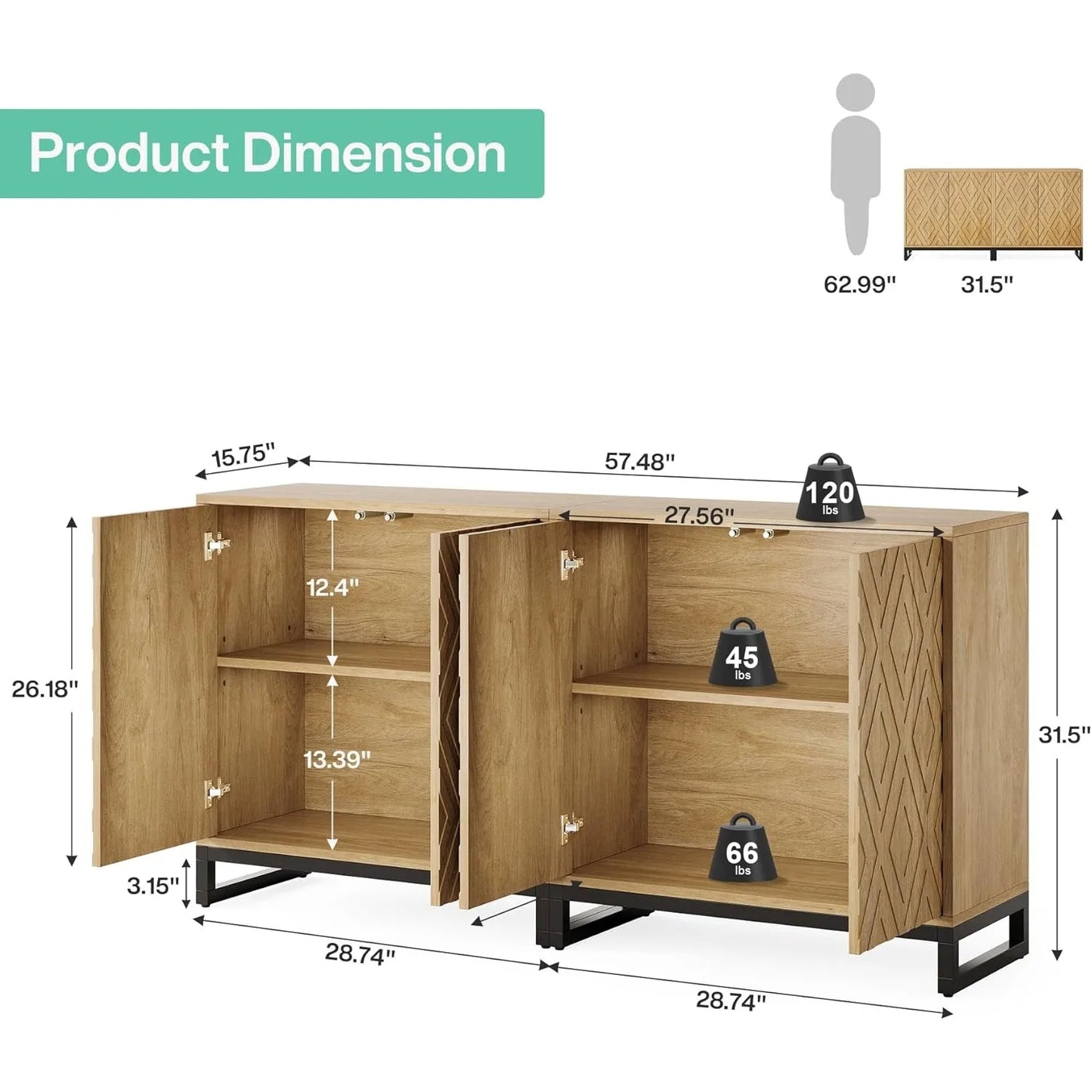 Little Tree Farmhouse Sideboard Buffet Cabinet for Dining Room