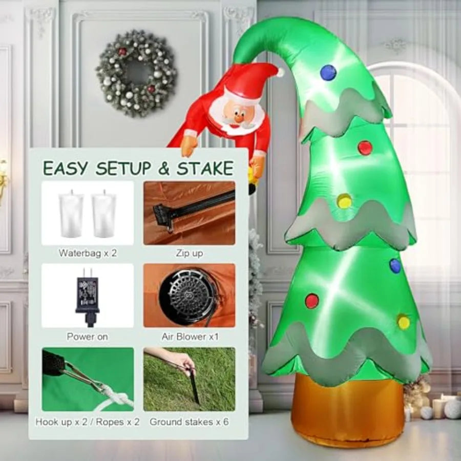 Hign-concerned Santa Claus Inflatable With LED Lights For Outdoor Yard