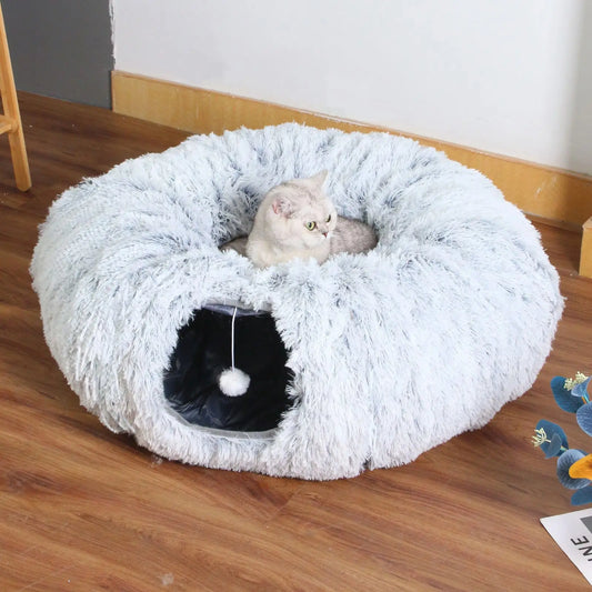 Kylinsure Hypoallergenic UltraSoft Plush Cat Tunnel Bed With RemovableMachineWashableCover