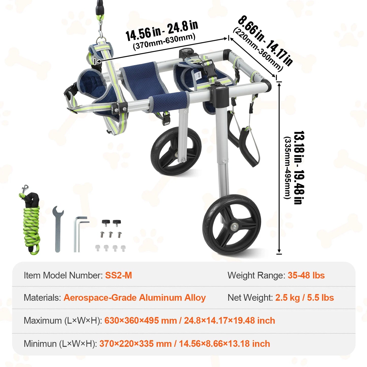 Hign-concerned SucceBuy HeavyDuty Dog Wheelchair For Back Legs Mobility SupportSystem