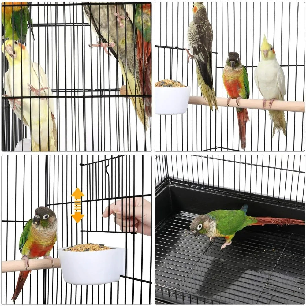 Open Top Rolling Bird Cage With Detachable Features