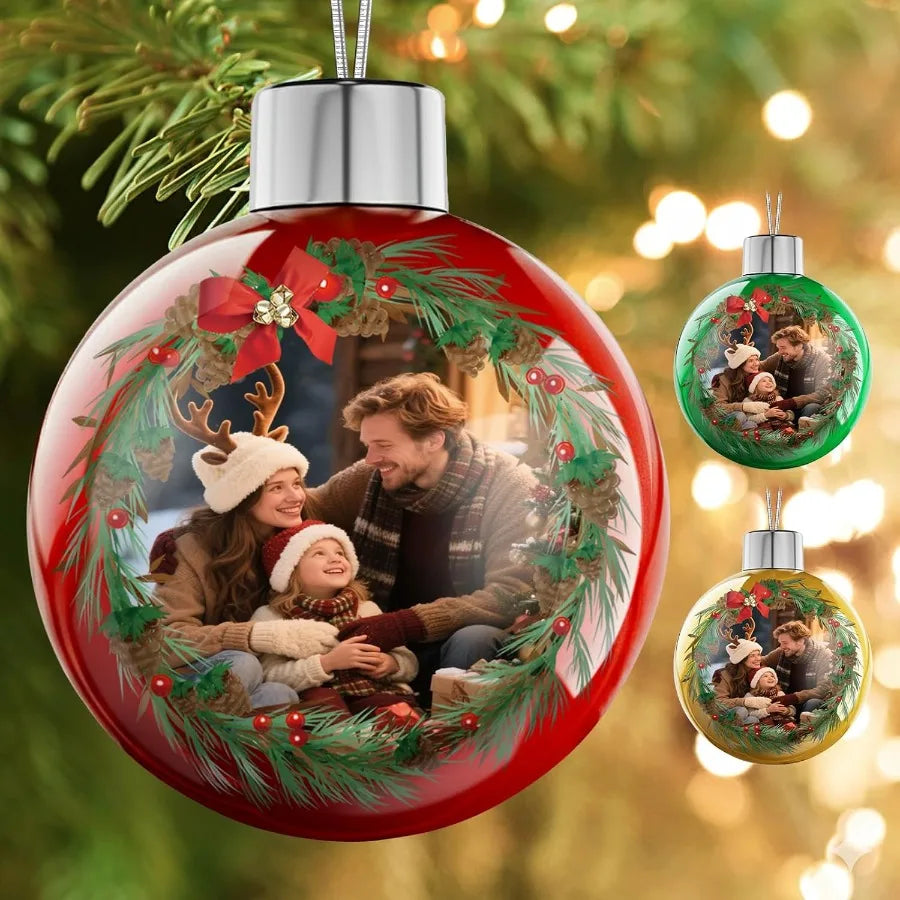 Bemaystar Personalized DoubleSided Photo Christmas Ornaments