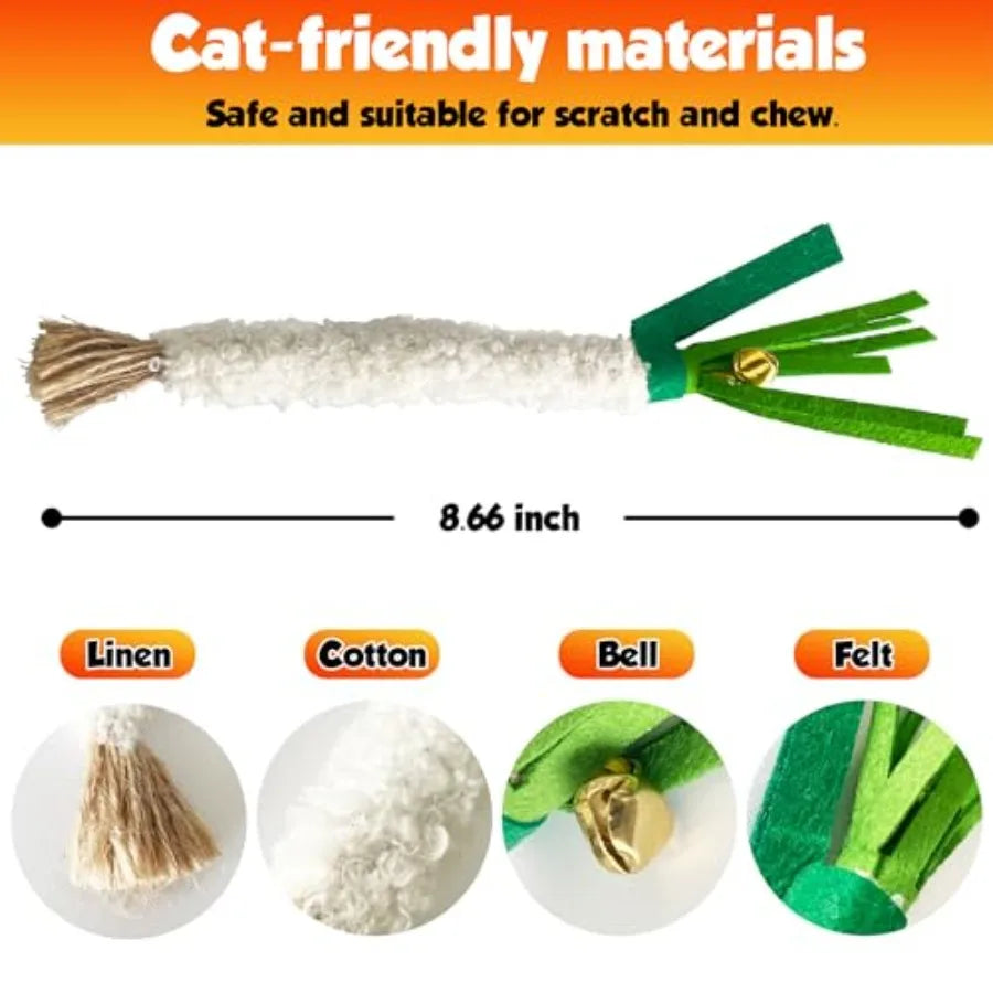 Hign-concerned Catnip-Infused Chew Stick 4PCS Wrapped Cotton Rope DentalCare Toy