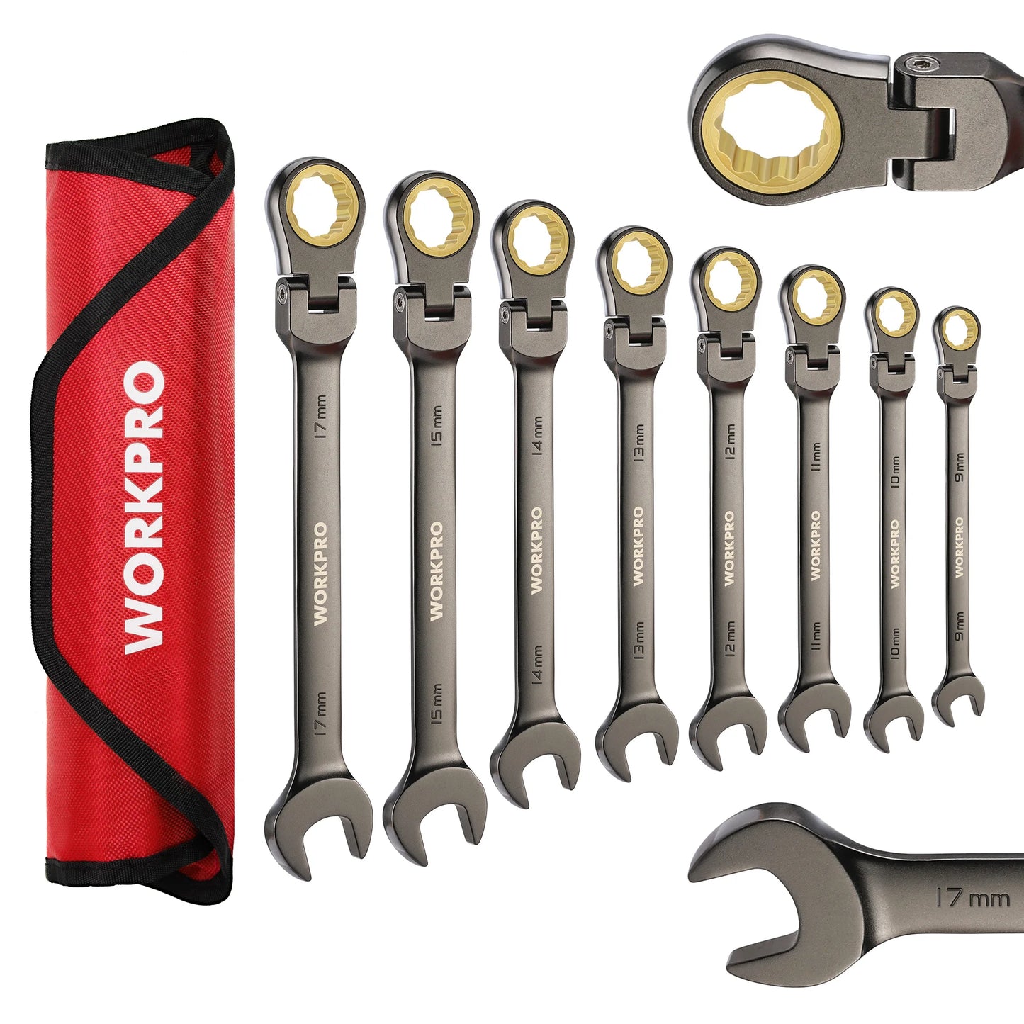 WORKPRO FlexHead Ratcheting Wrench Set 72 Teeth CRV