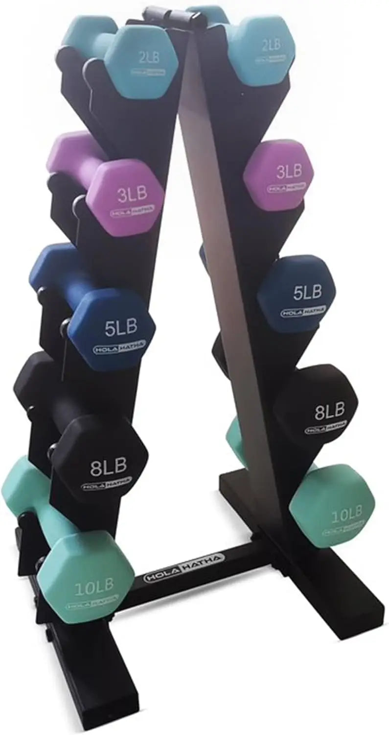 Neoprene Dumbbell Free Hand Weight Set with Rack