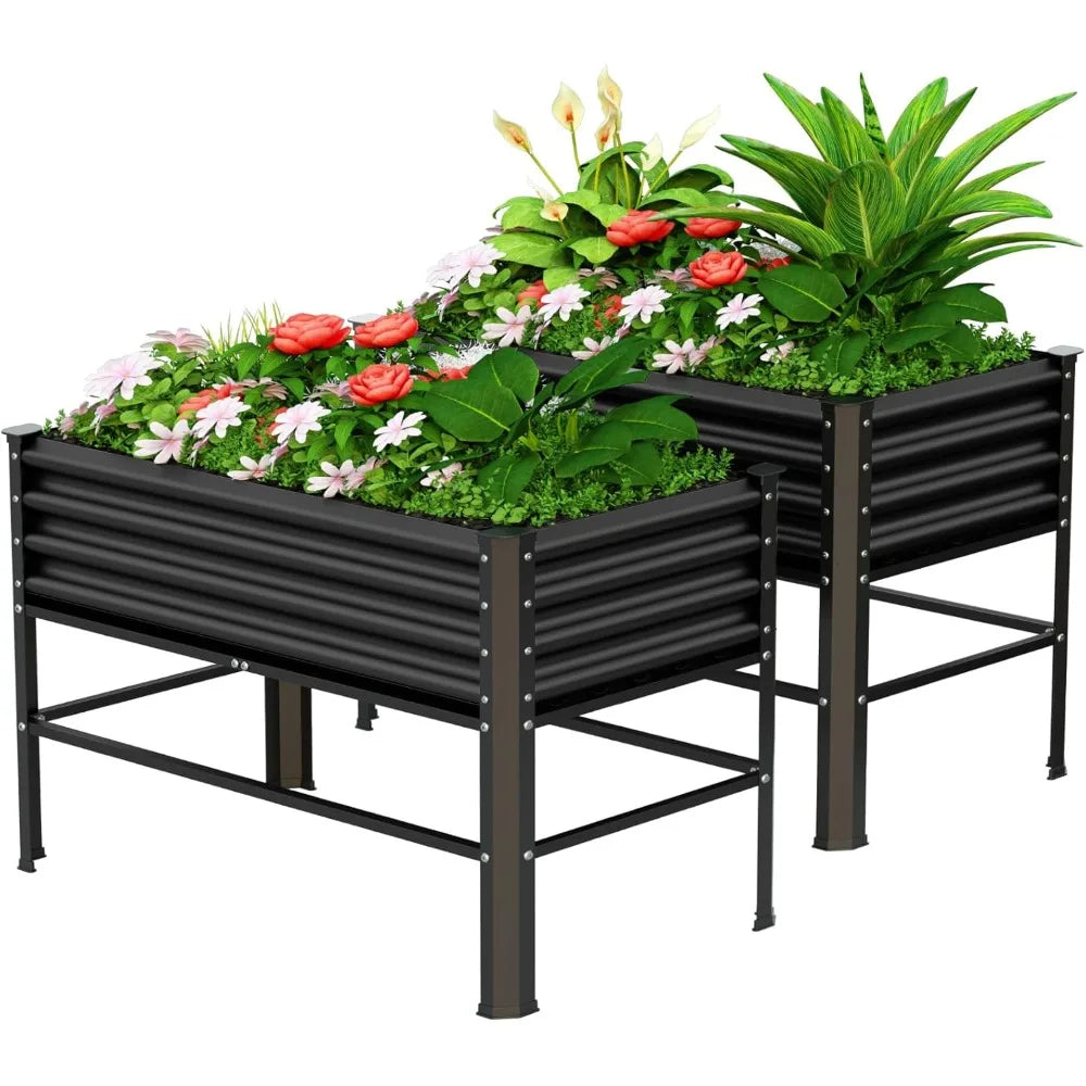 Doniks Raised Garden Bed With Legs Galvanized Outdoor Planting Box 600lb Capacity